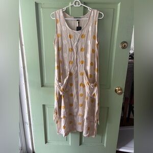 Kozan Wyatt linen dress midi pockets polka dot